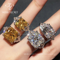 2021 new designed 925 silver plated gold white moissanite for women wedding rings